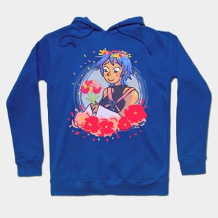 Aqua with Flowers Hoodie